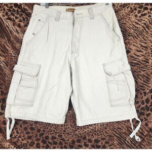 Member's Property Men's 12" Cargo Shorts Cream Size 36 L Y2K Skater Streetwear
